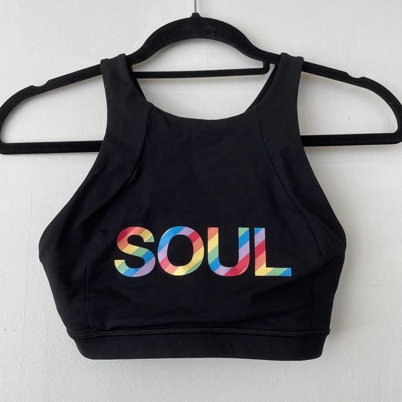 lululemon athletica Other - Lululemon x SoulCycle Free to Be Serene Rainbow Graphic Soul Bra Black Sz 4